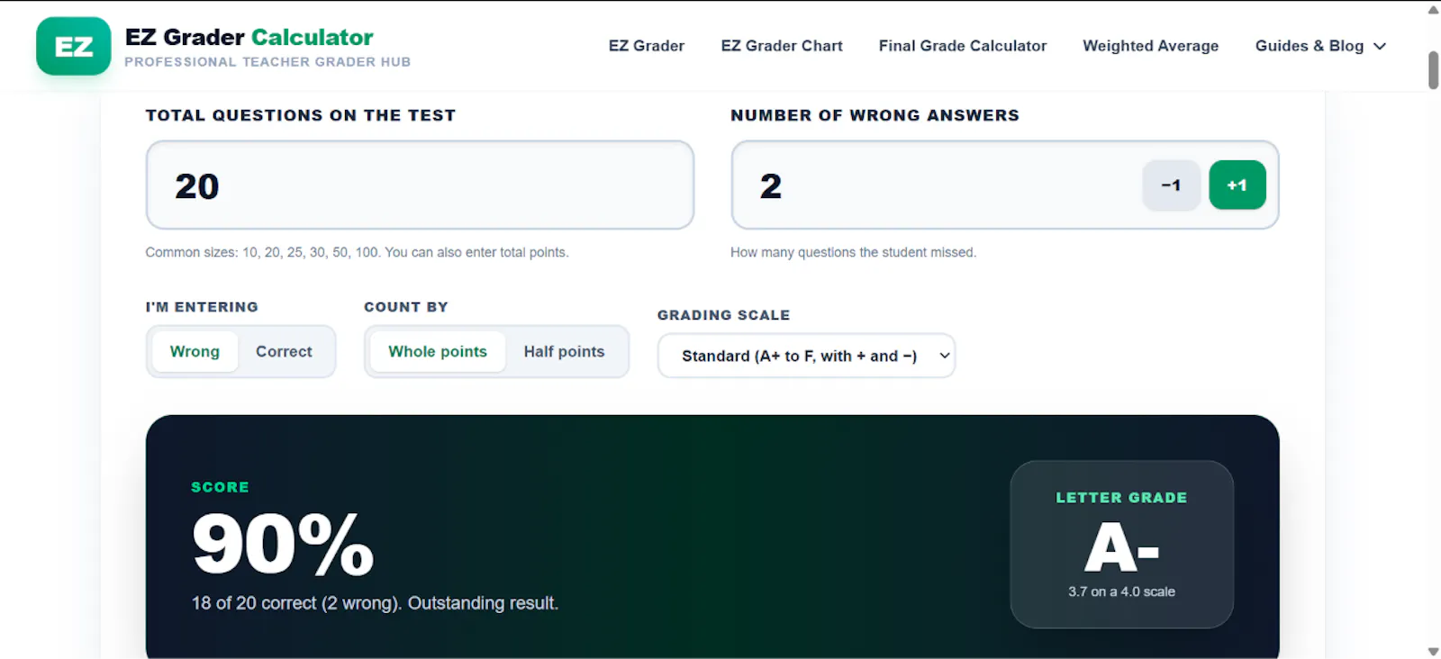 EZ Grader Calc screenshot 1