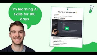 Ein optisch ansprechendes Bannerbild, das den Text &ldquo;100 Days of AI Challenge&rdquo; mit einem stilvollen Hintergrundmuster präsentiert.