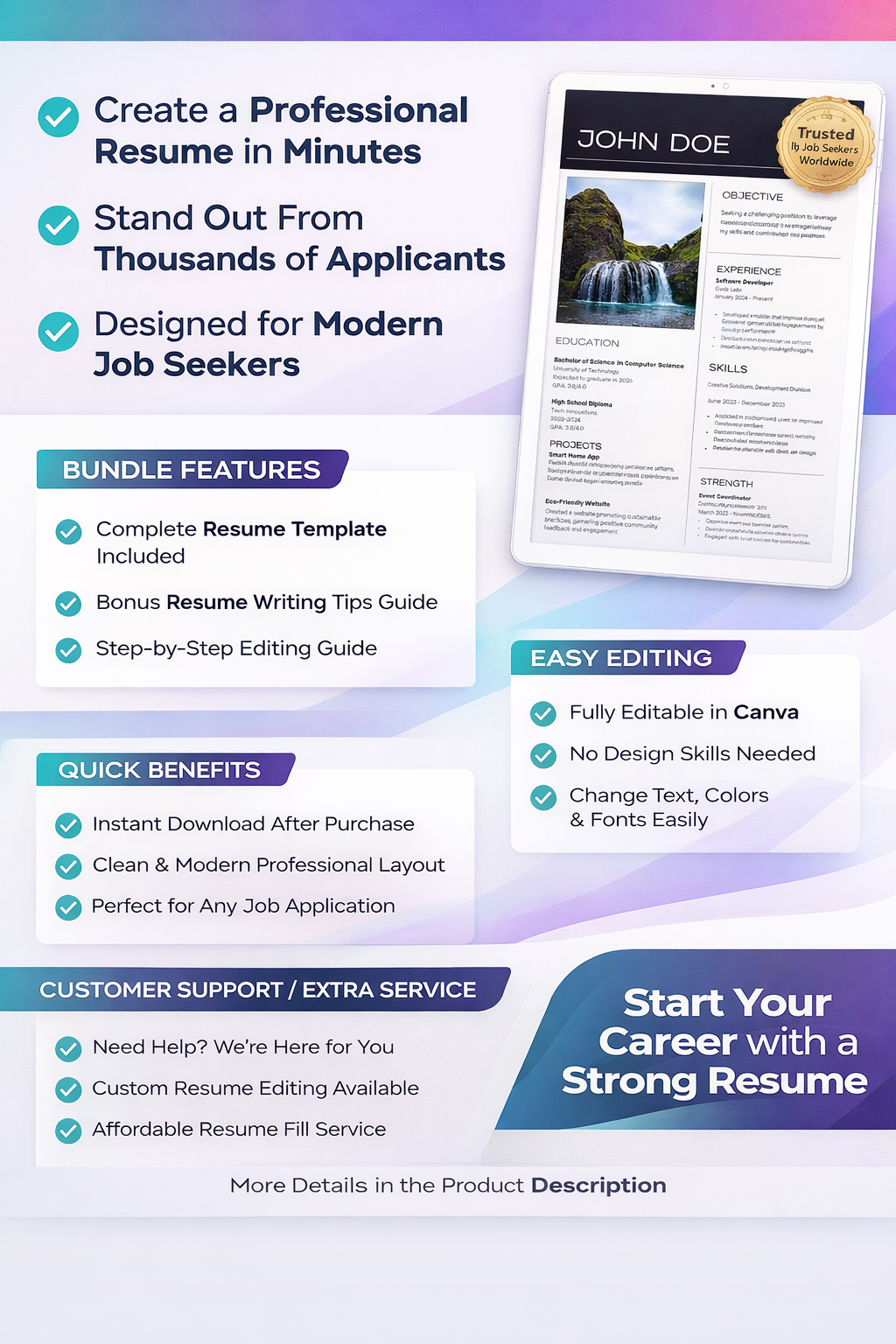 Resume Template Experiment - Screenshot 5 showing product features and functionality