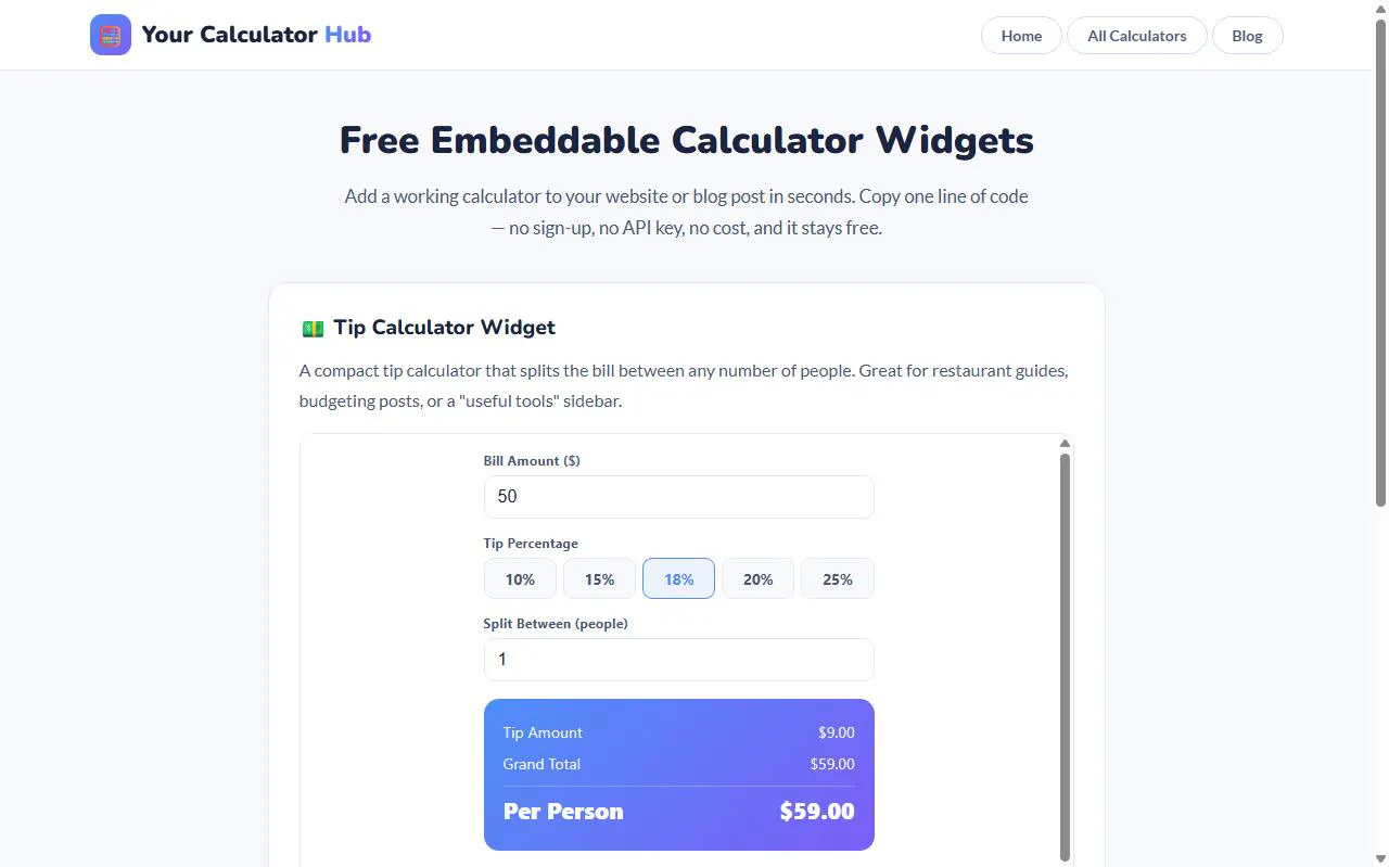 Your Calculator Hub – Free Calculators screenshot