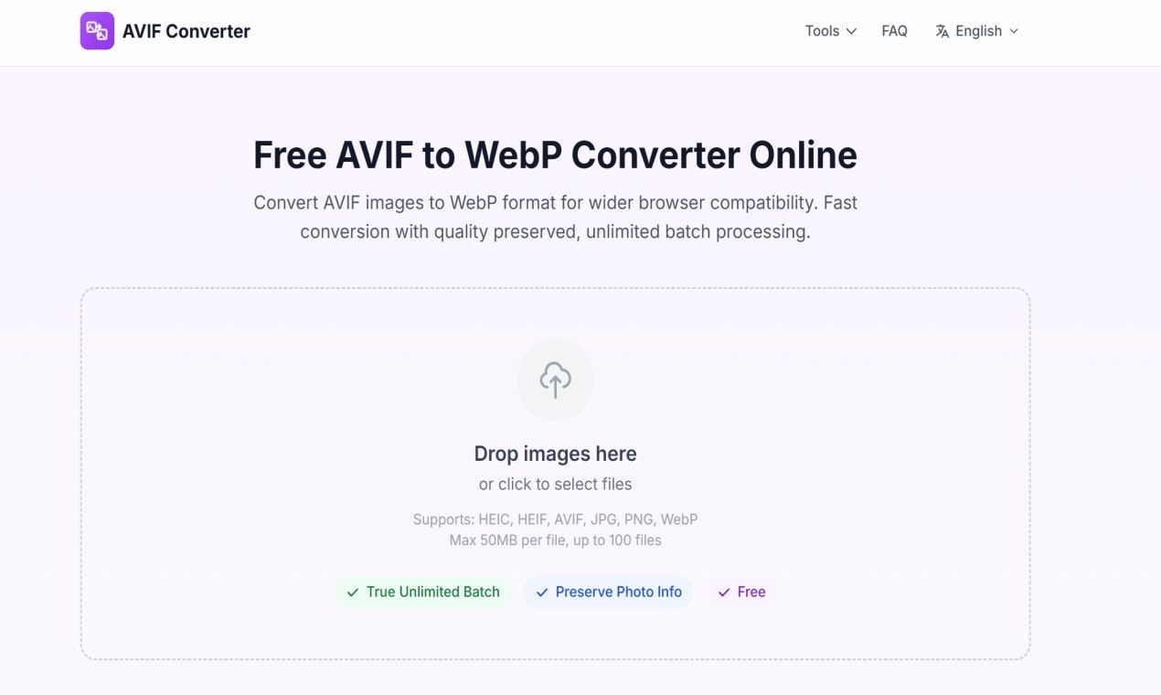 HEIC/AVIF Converter - Screenshot 2 showing product features and functionality