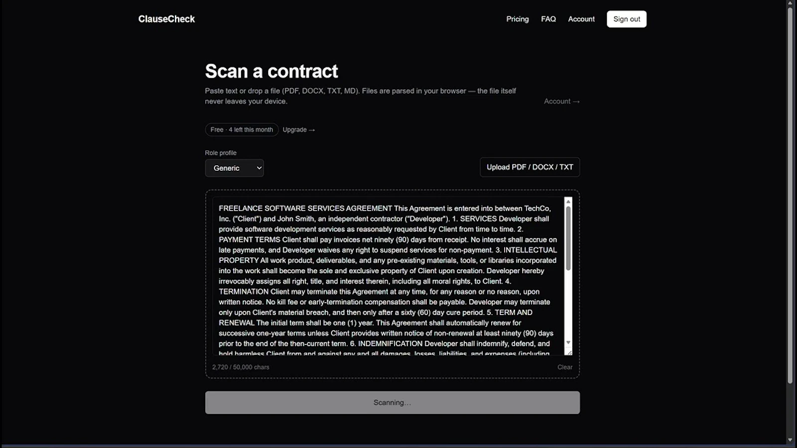 ClauseCheck — Stop signing bad contracts screenshot 1 (video preview)