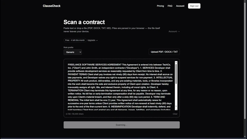 ClauseCheck — Stop signing bad contracts screenshot 1 (video preview)