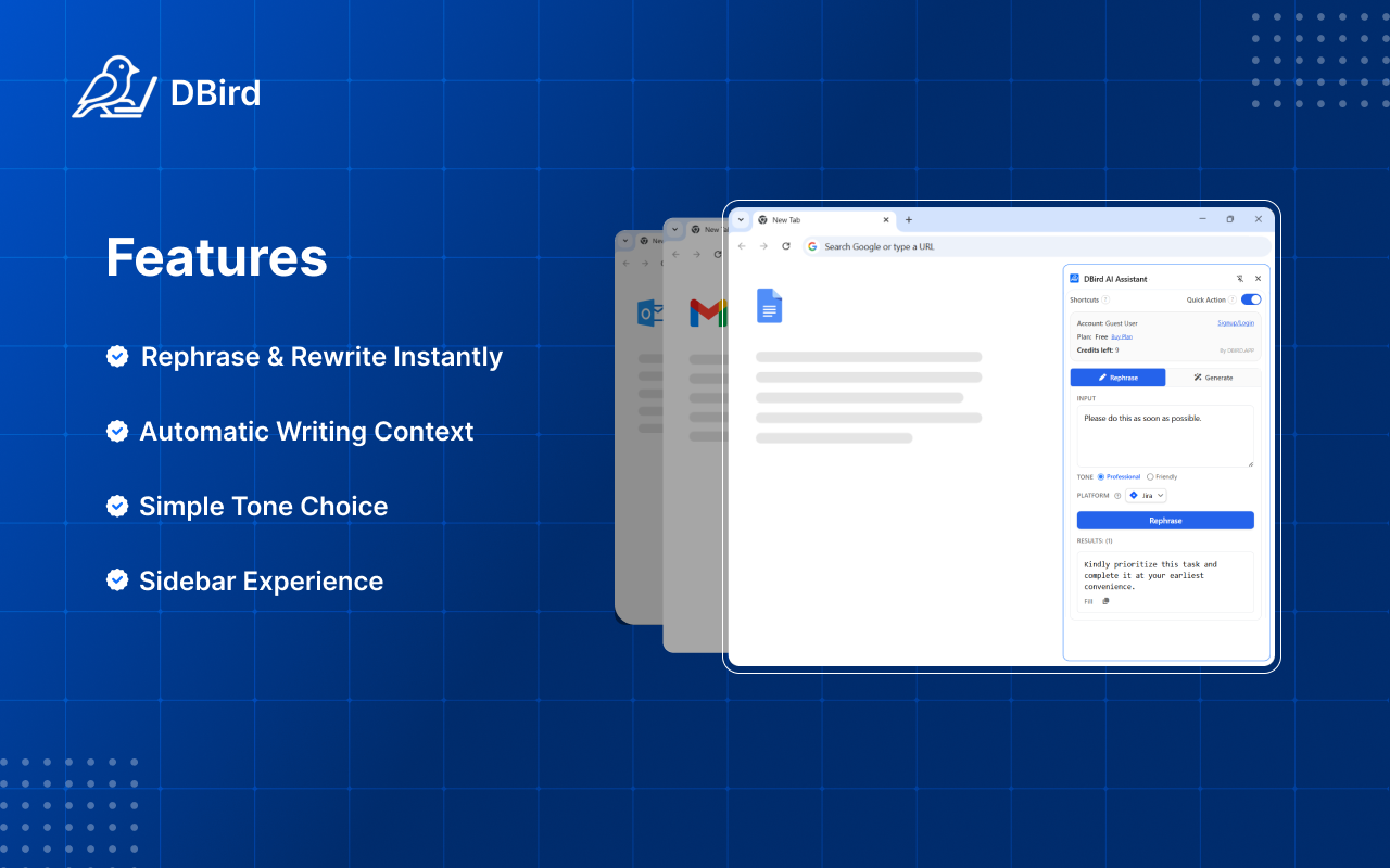 DBird AI Assistant - Screenshot 3 showing product features and functionality