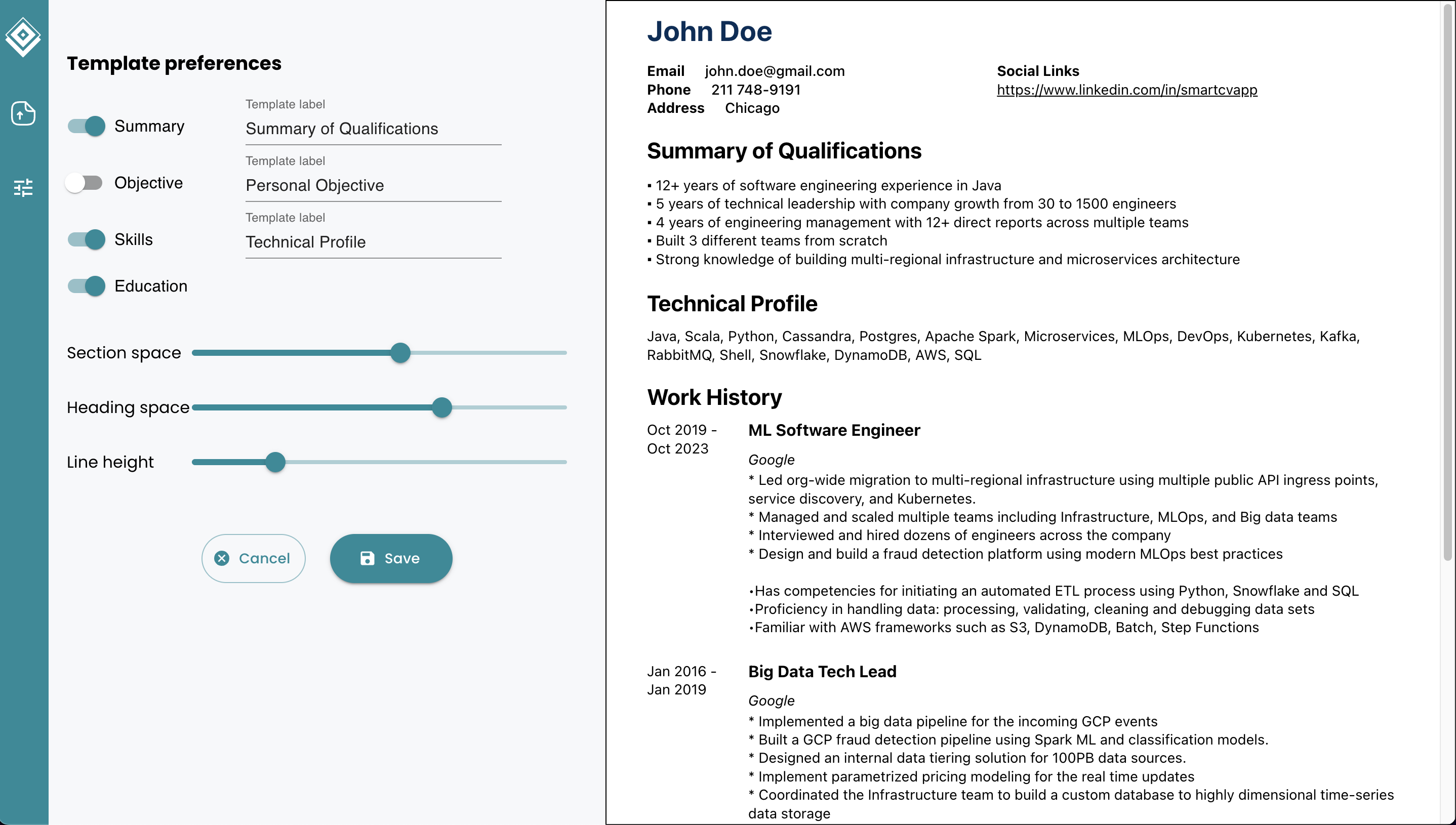 스마트 CV 생성기 - AI로 특정 작업 요구 사항에 대해 이력서를 사용자 정의하십시오 미디어 3