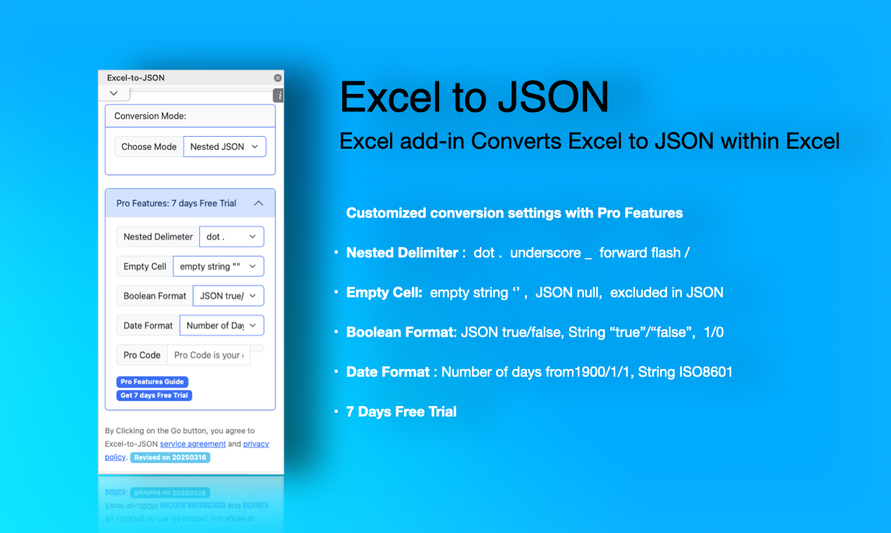 Excel для JSON - Excel Add-in, которая превращает Excel в JSON в Excel медиа 2