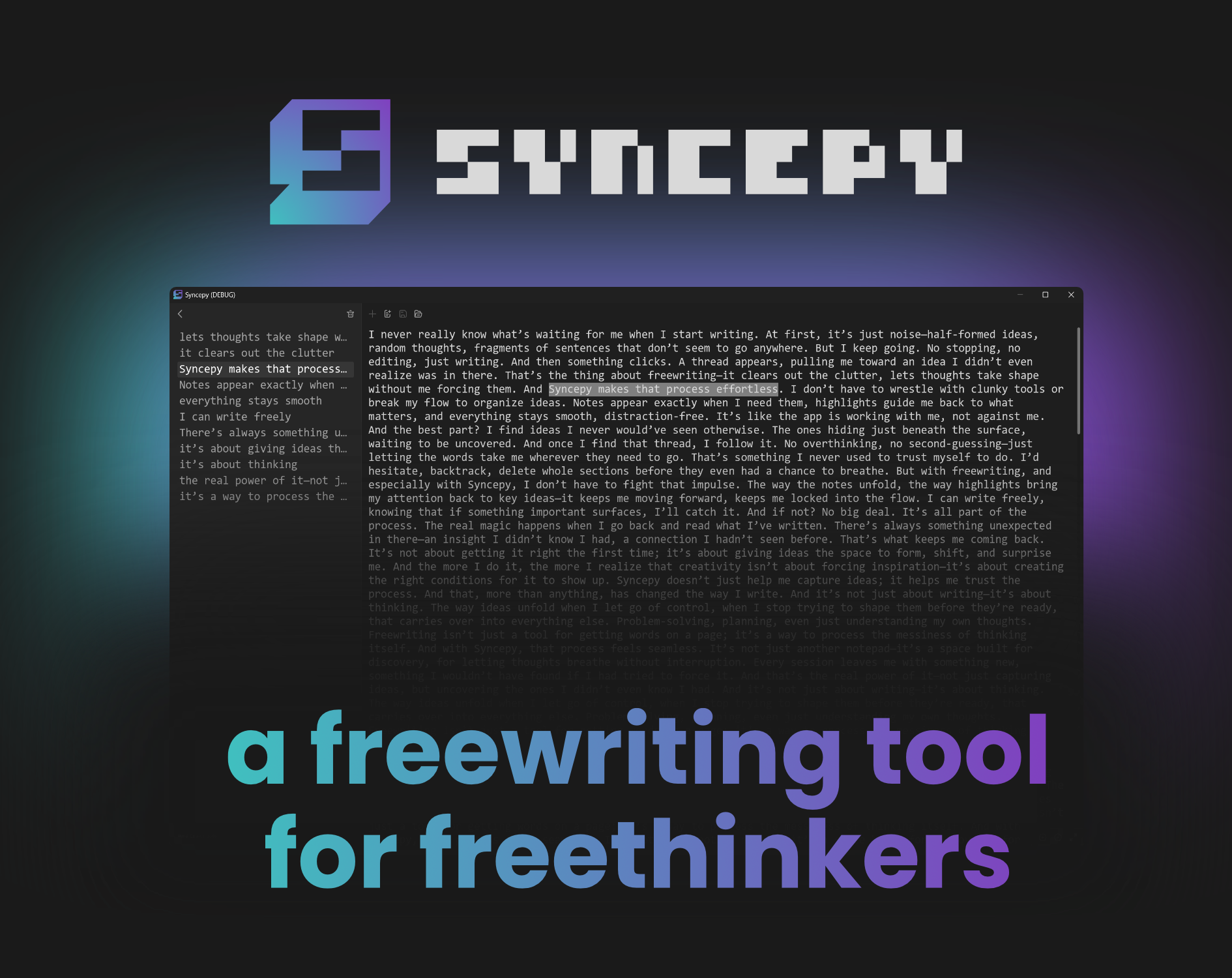 Syncospy - Een freewriting -tool voor vrijdenkers media 1