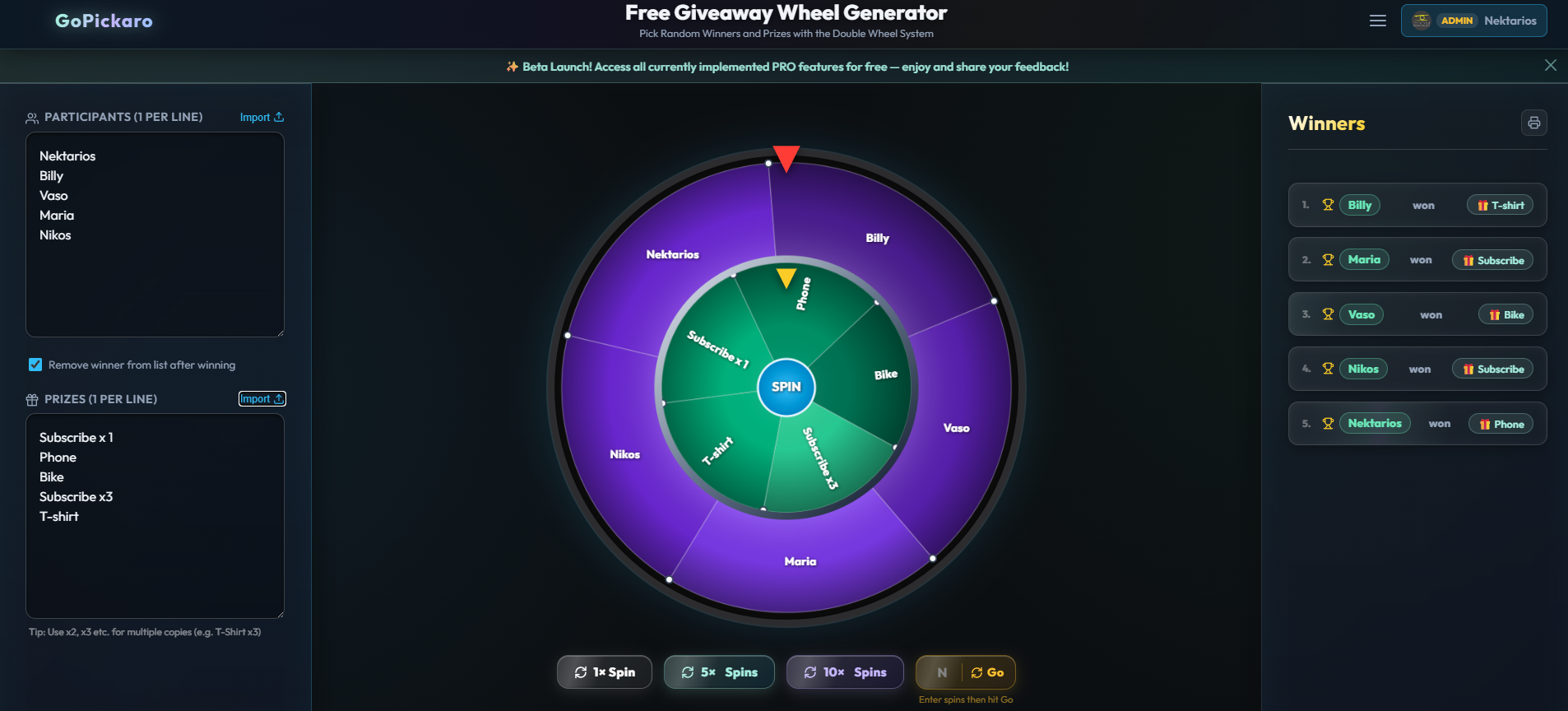 GoPickaro | Double wheel-Spin The Wheel gallery image
