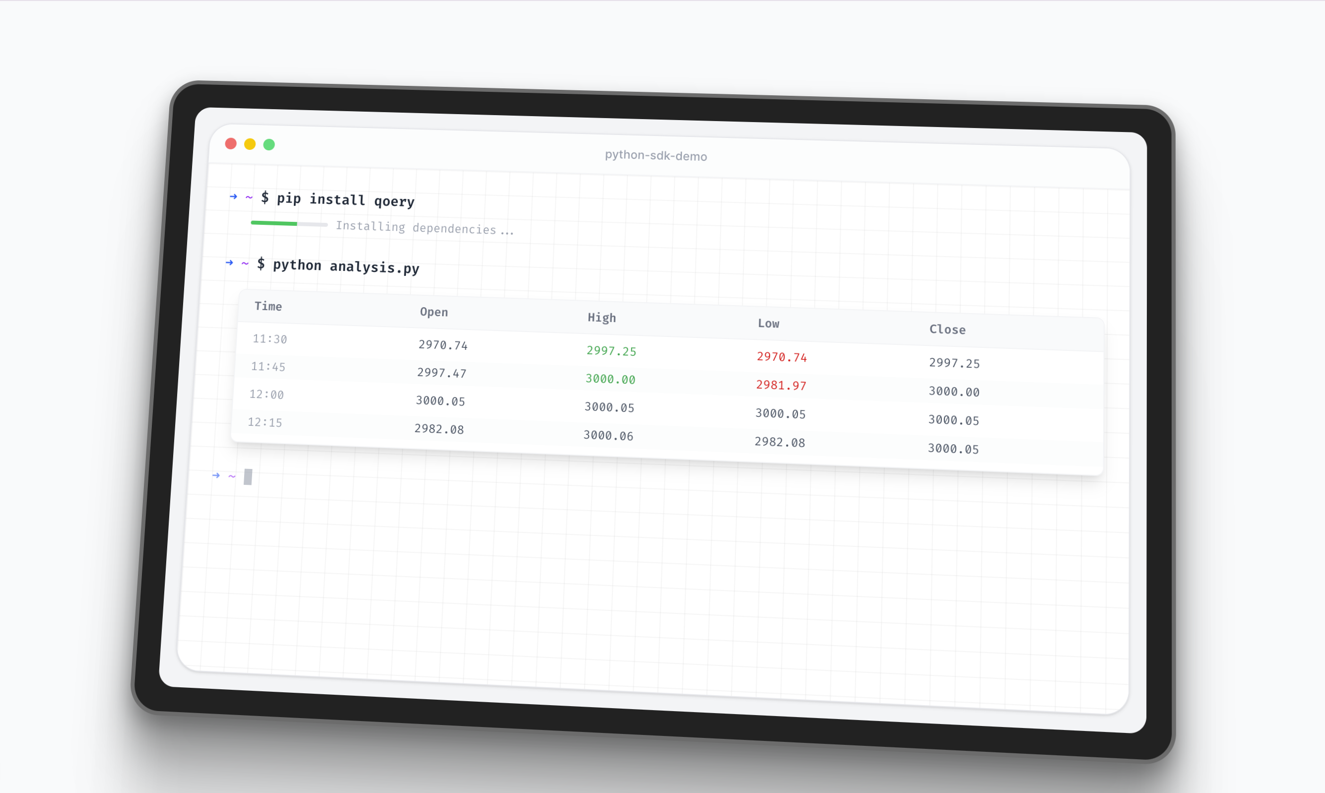 Qoery Python SDK - Screenshot 2 showing product features and functionality