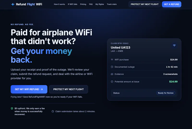 RefundFlightWiFi screenshot 1