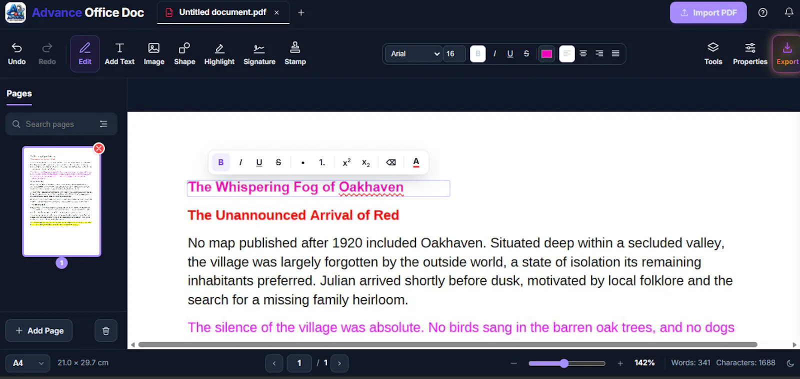 Advance Office Doc screenshot 2