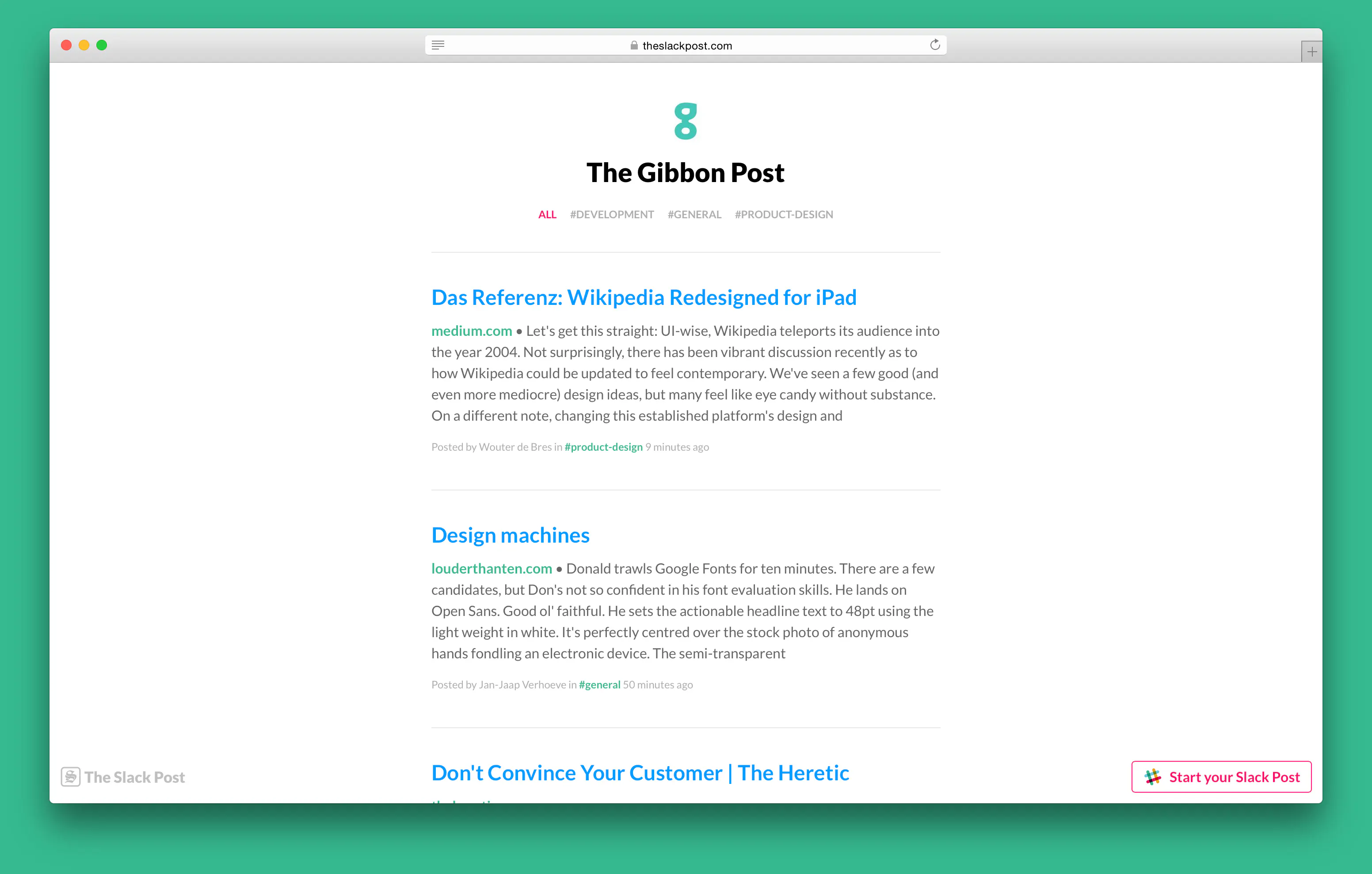 Slack Post Example The Slack Post - pick.tools - Pick smarter, build faster.