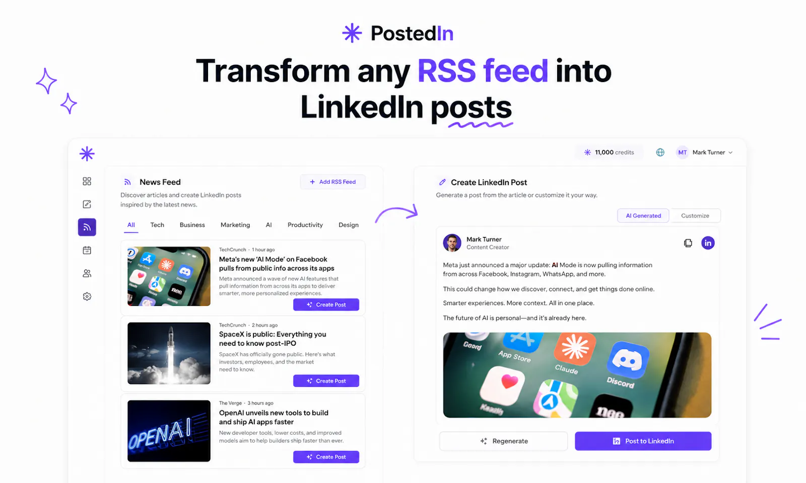 PostedIn – AI LinkedIn Content Tool screenshot 4