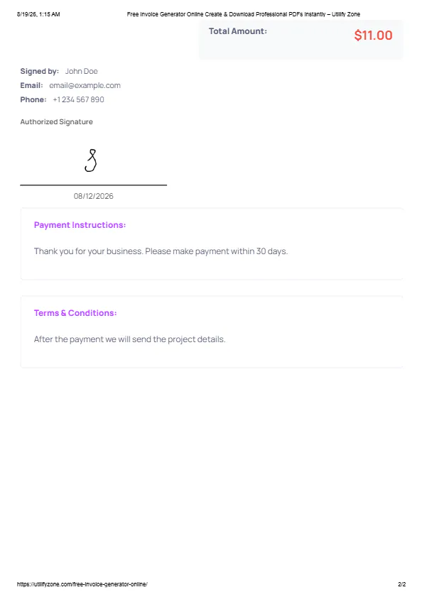 Free Invoice Generator by UtilifyZone gallery image