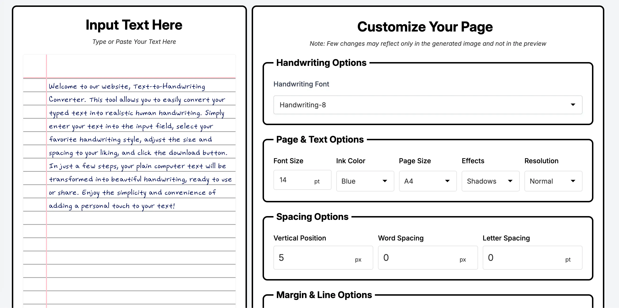 Text to handwriting converter gallery image