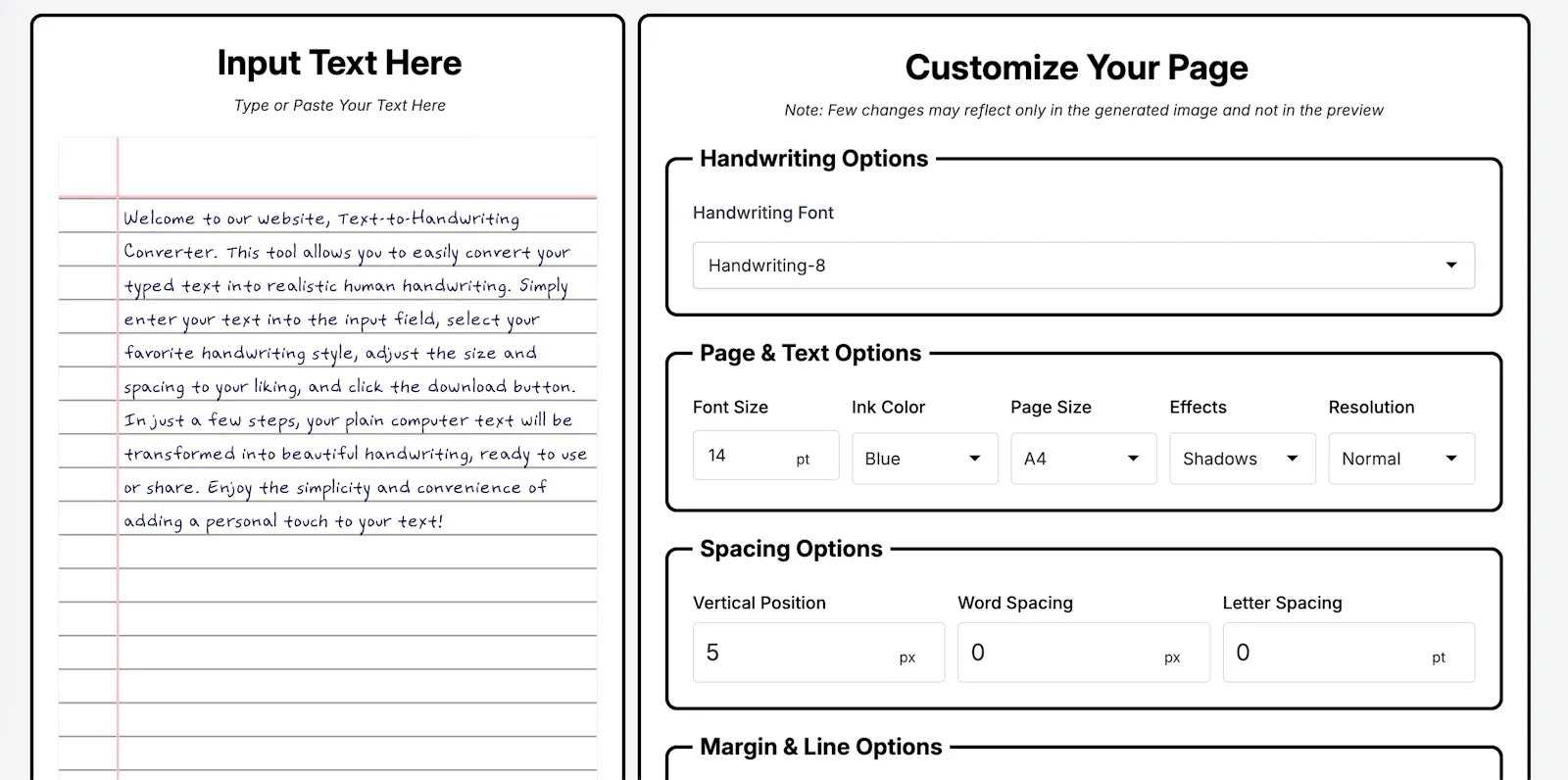 Text to handwriting converter screenshot 1