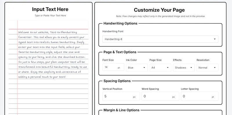 Text to handwriting converter screenshot 1