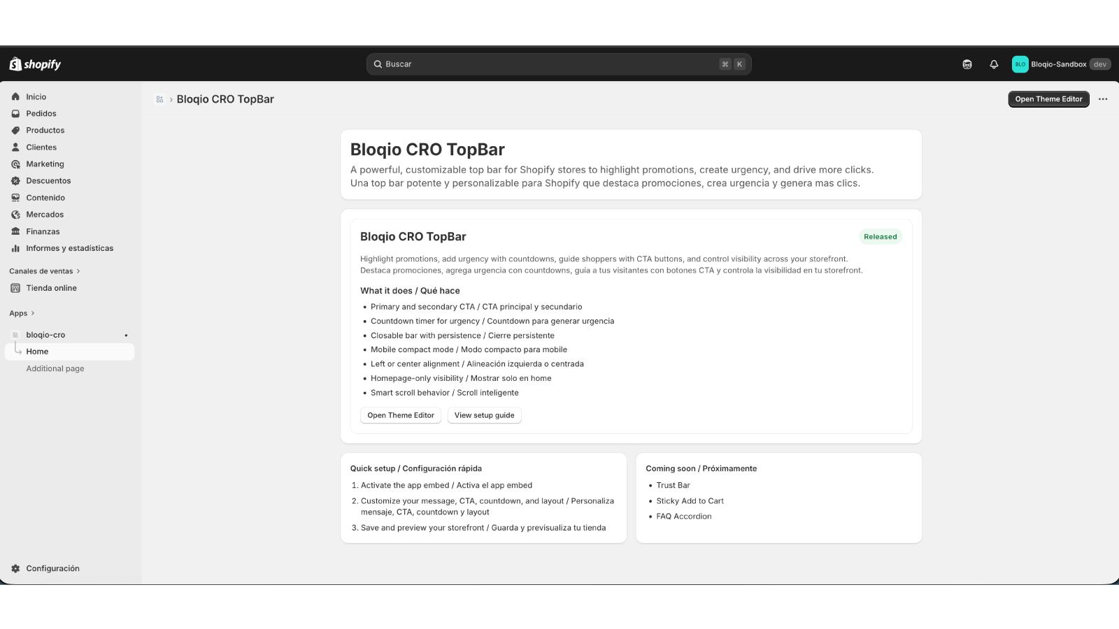 Bloqio CRO TopBar for Storefronts gallery image