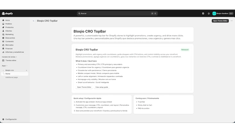 Bloqio CRO TopBar for Storefronts screenshot 3