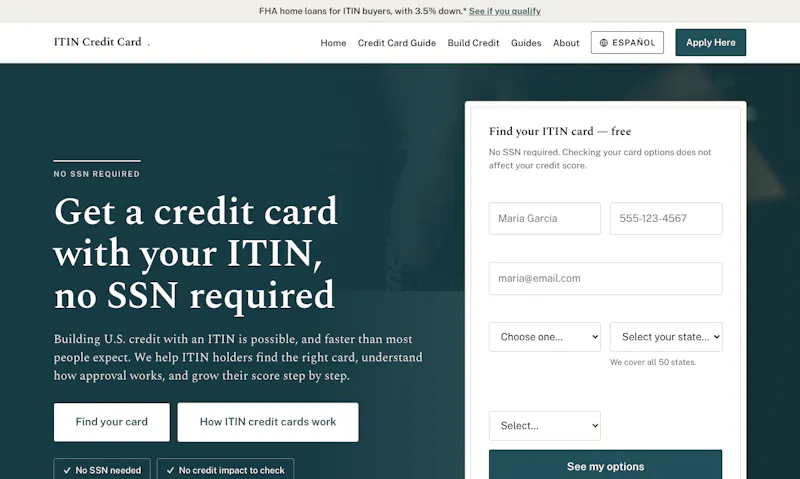 ITIN Credit Card screenshot 1