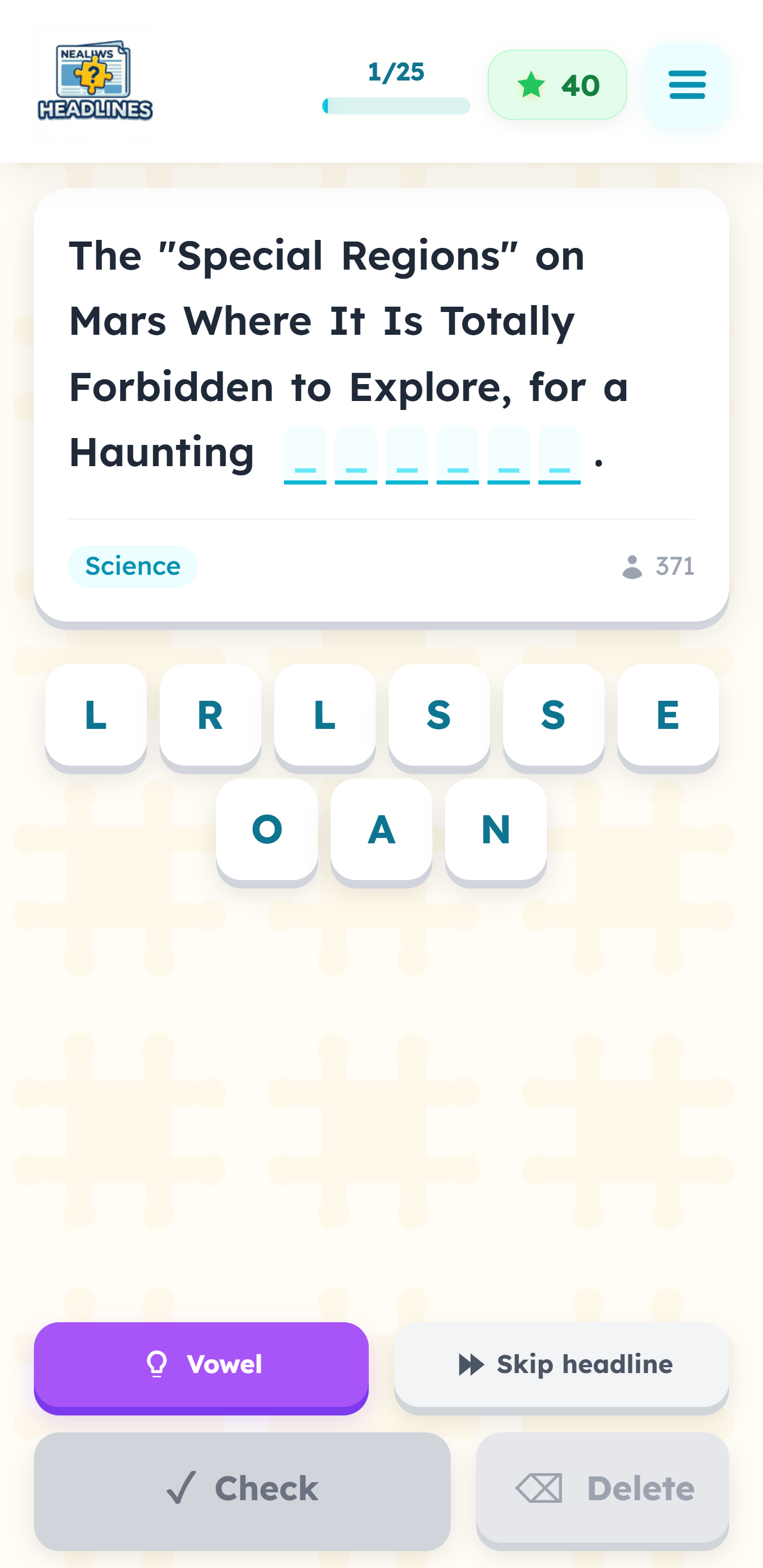  Headlines – word game with real news - Main product screenshot demonstrating key features and user interface