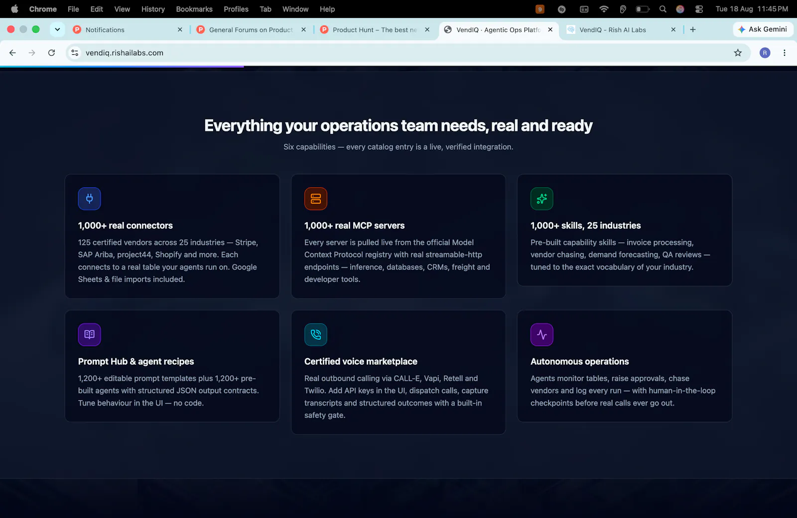 VendIQ · Agentic Ops Platform screenshot 3