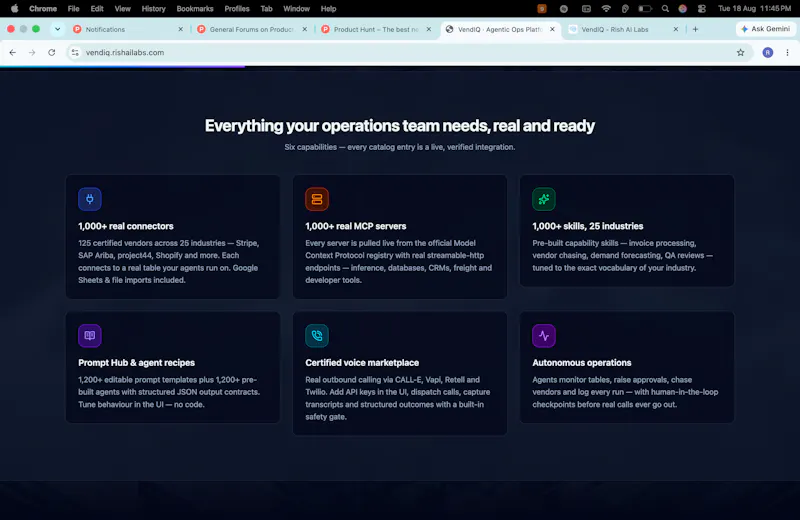 VendIQ · Agentic Ops Platform screenshot 3