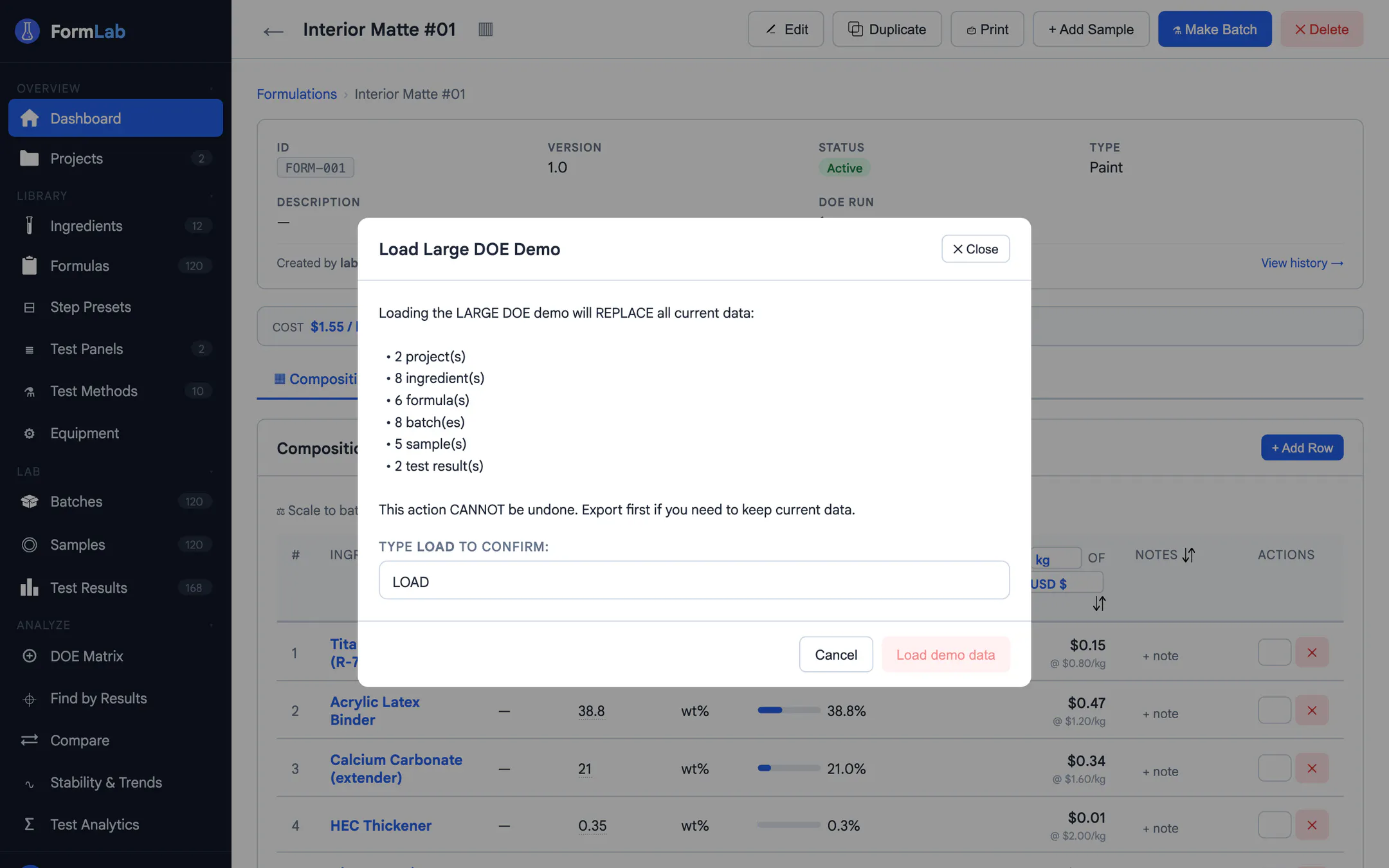 FormLab ELN screenshot