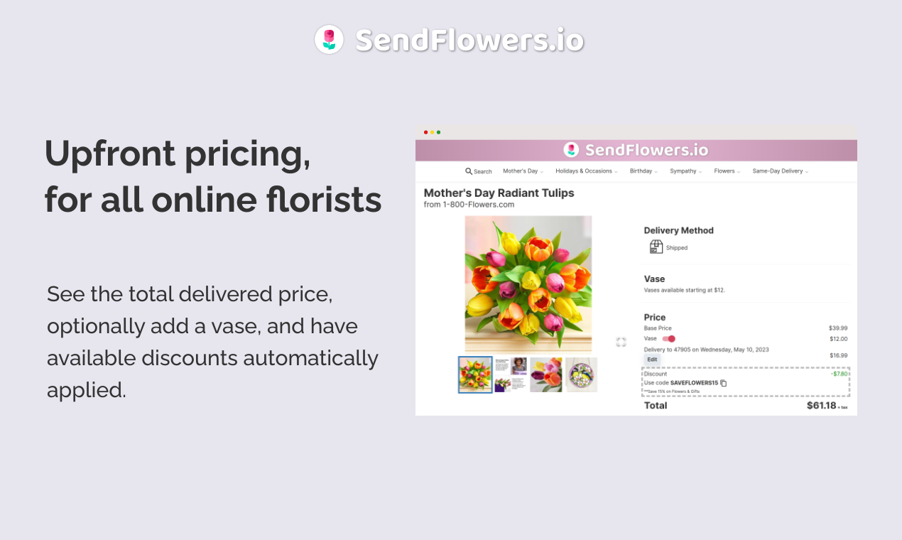 وسائط SendFlowers.io - مثل قوارب الكاياك ، ولكن لتسليم الزهور 2