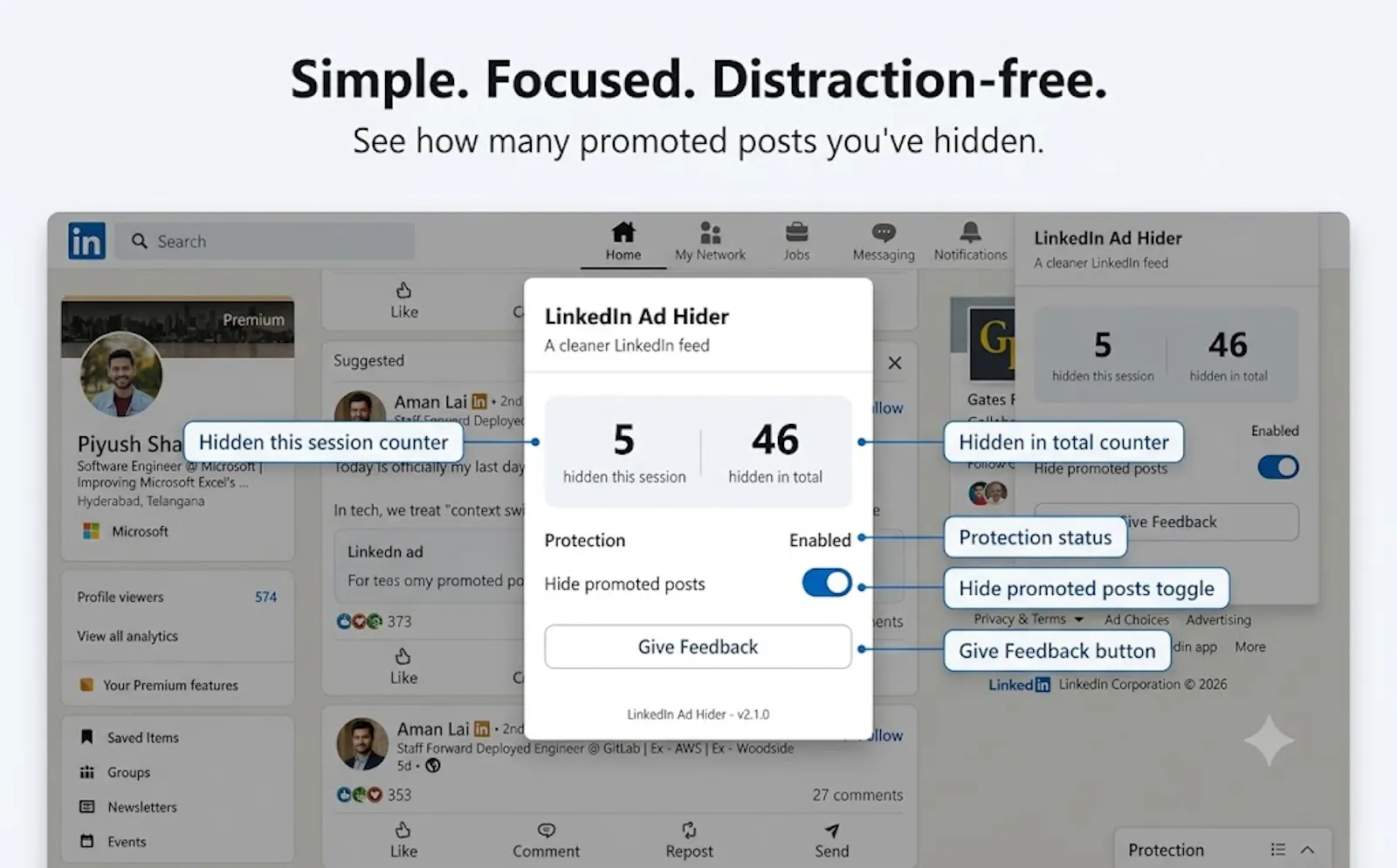 LinkedIn Ad Hider screenshot 3