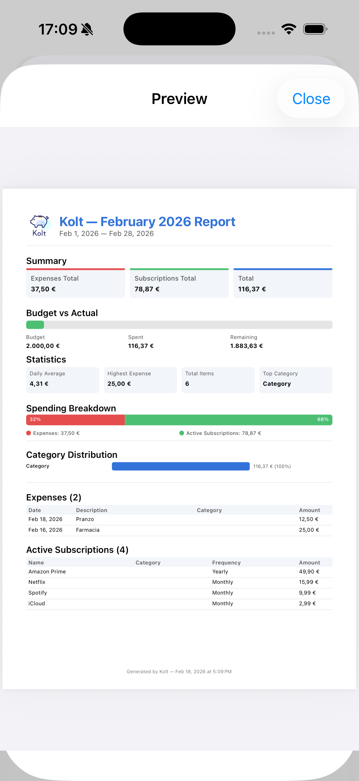 Kolt – Expense & Subscriptions gallery image