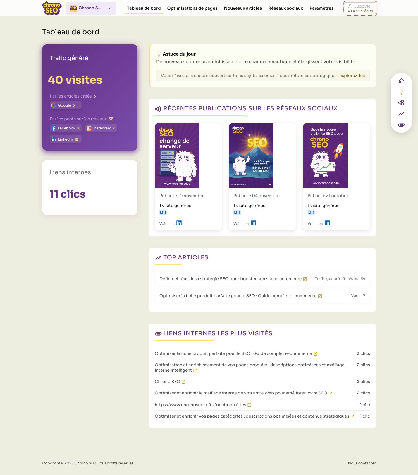 Chrono SEO - Main product screenshot demonstrating key features and user interface