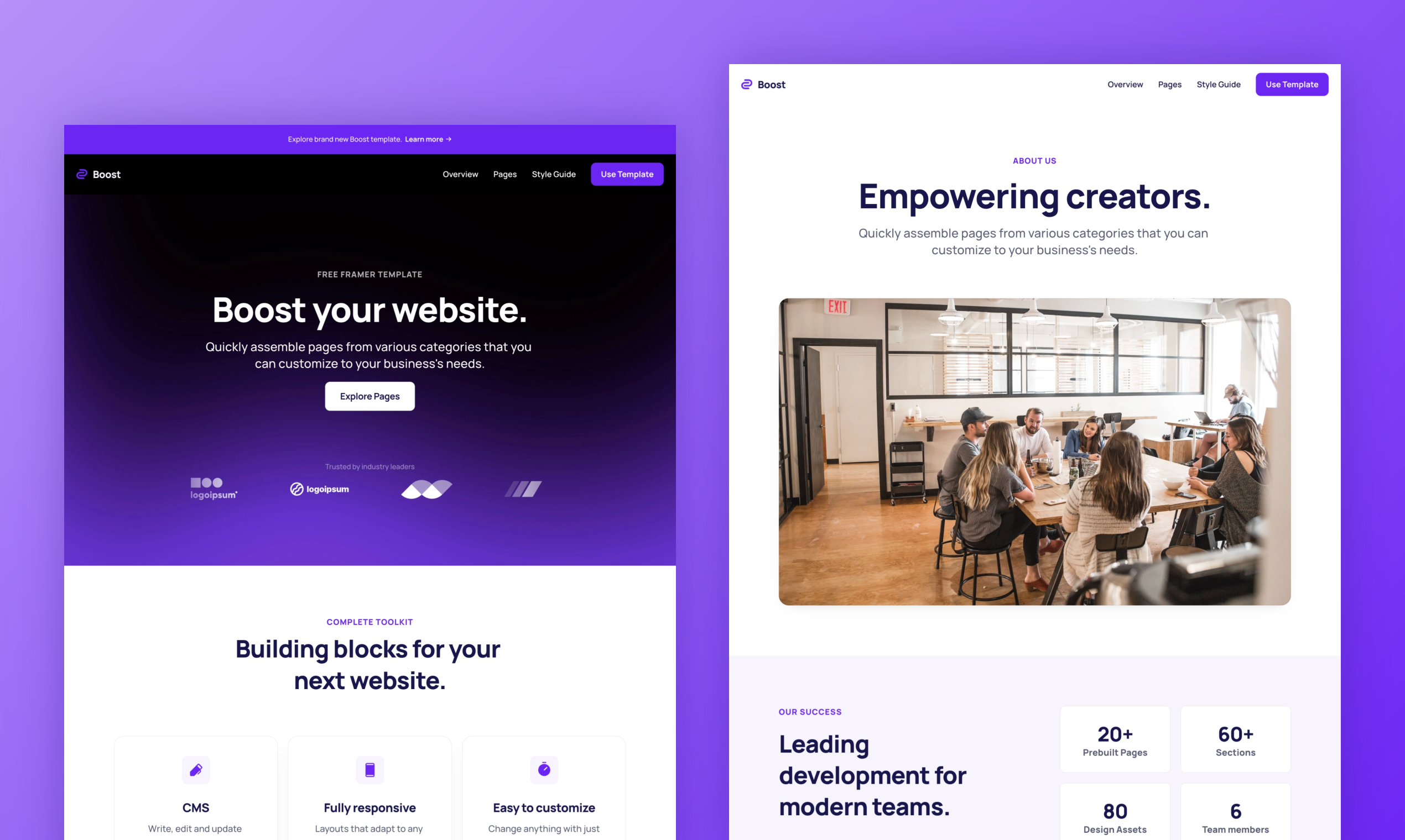 Boost: plantilla de sitio web libre para Framer media 5