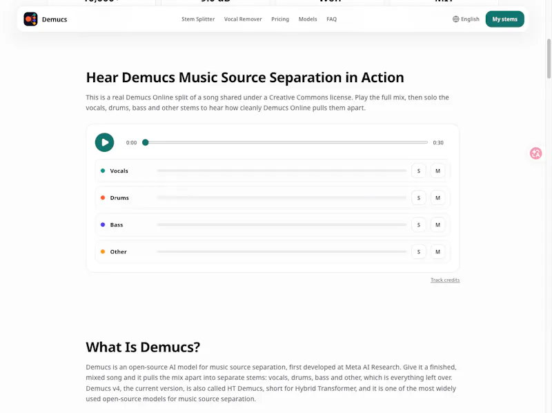 Demucs screenshot 2