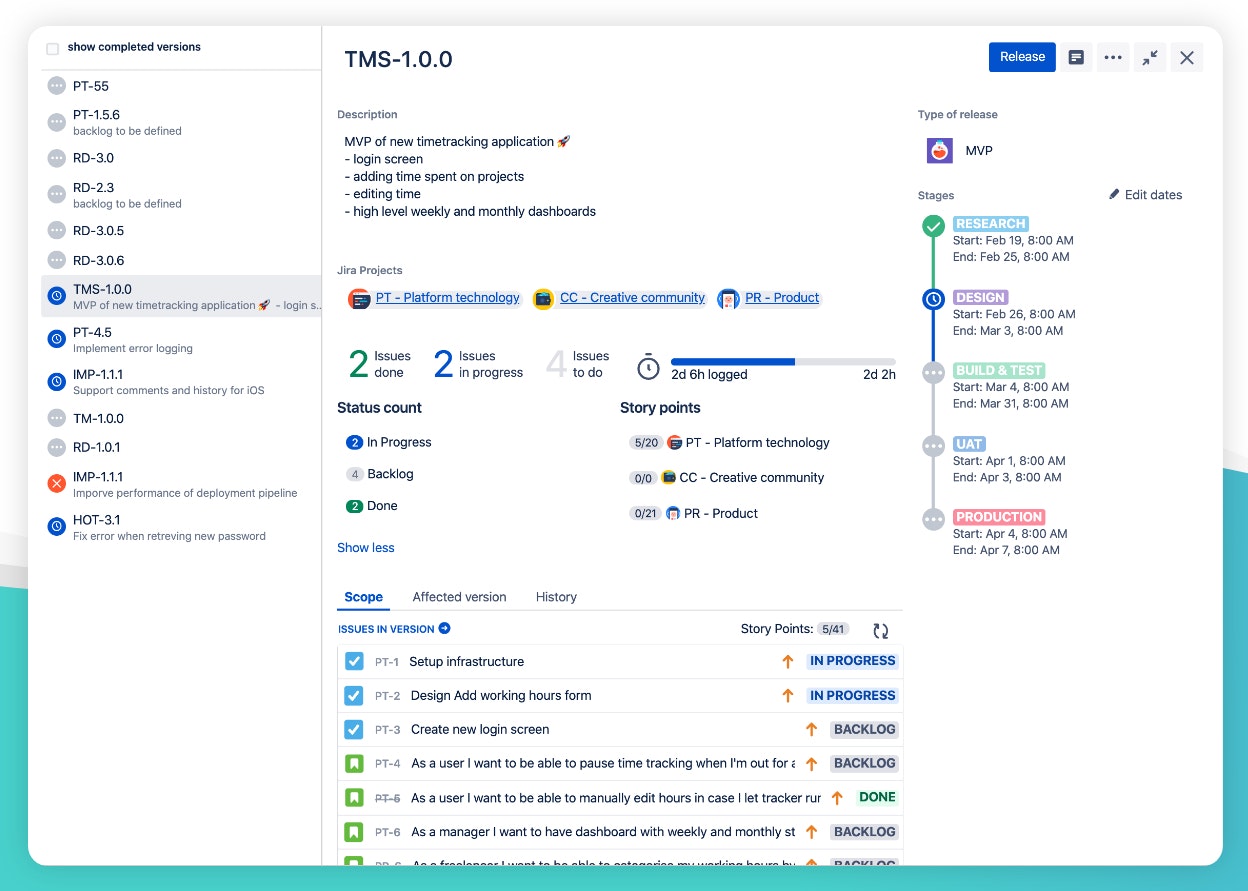 Swanly - Release Management for Jira gallery image