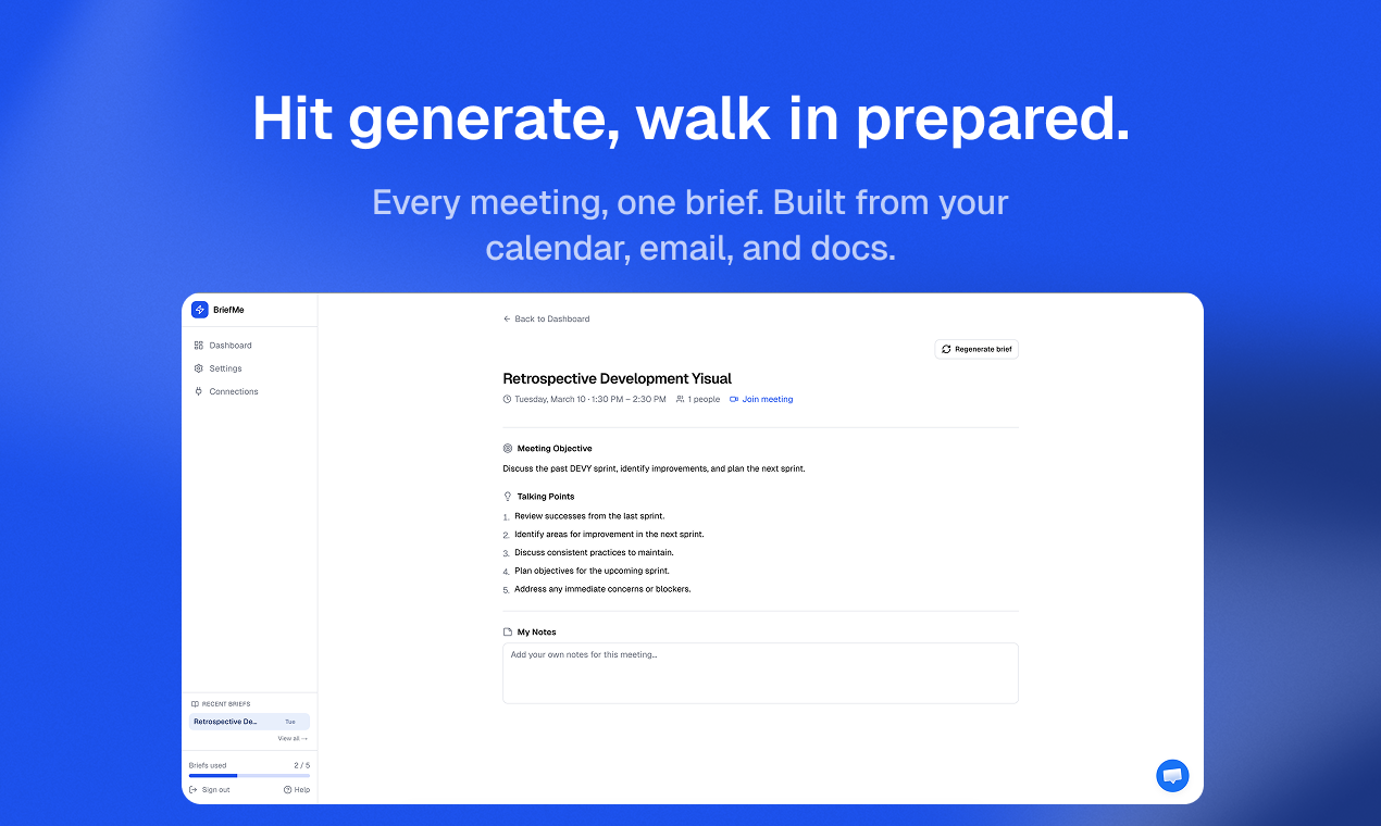 BriefMe - Screenshot 4 showing product features and functionality