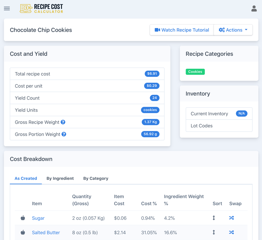 Recipe Cost Calculator gallery image