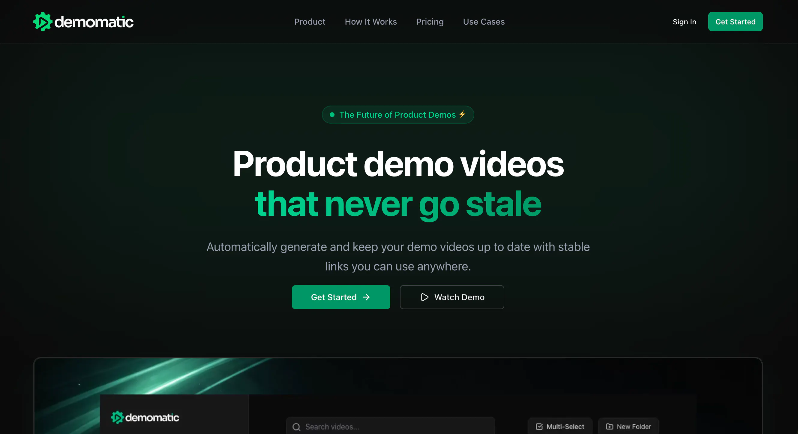 Demomatic product banner