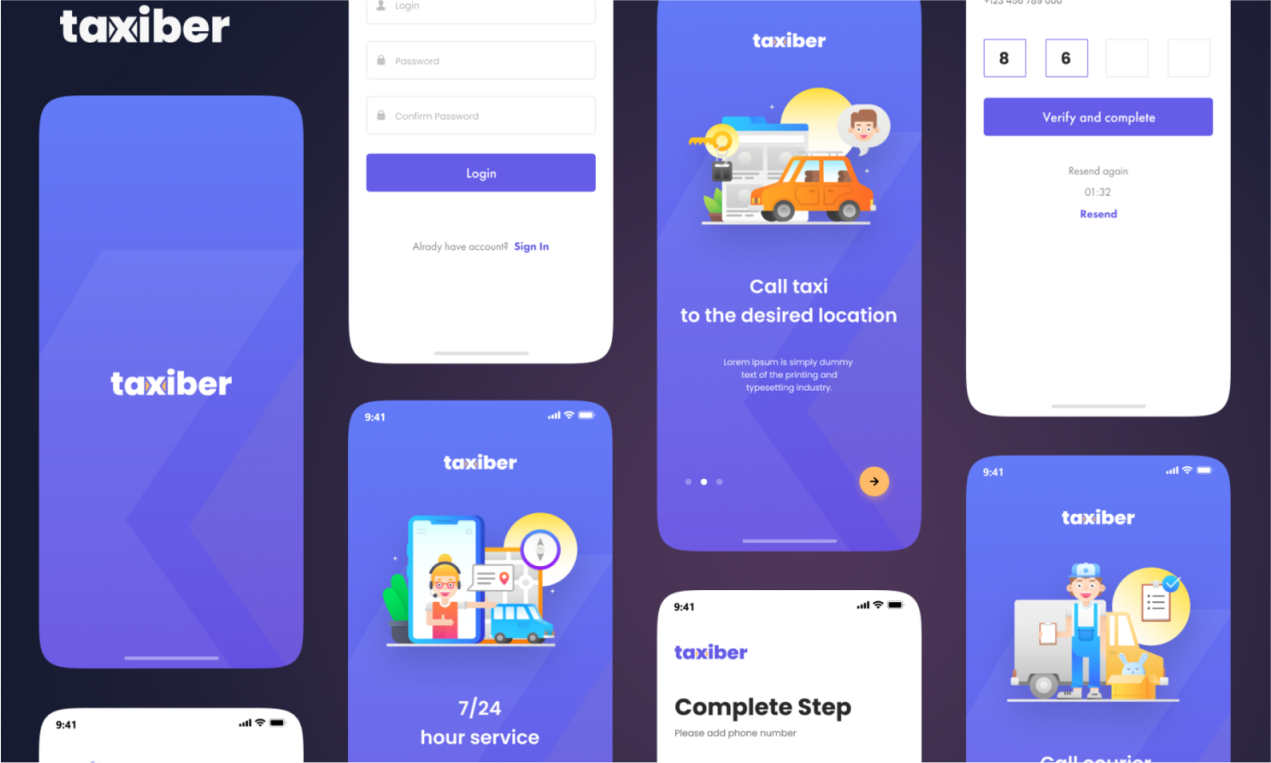 Taxiber - дизайн мобильных приложений такси media 4