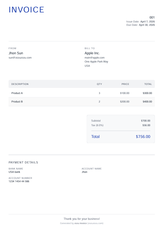 zozu invoice gallery image