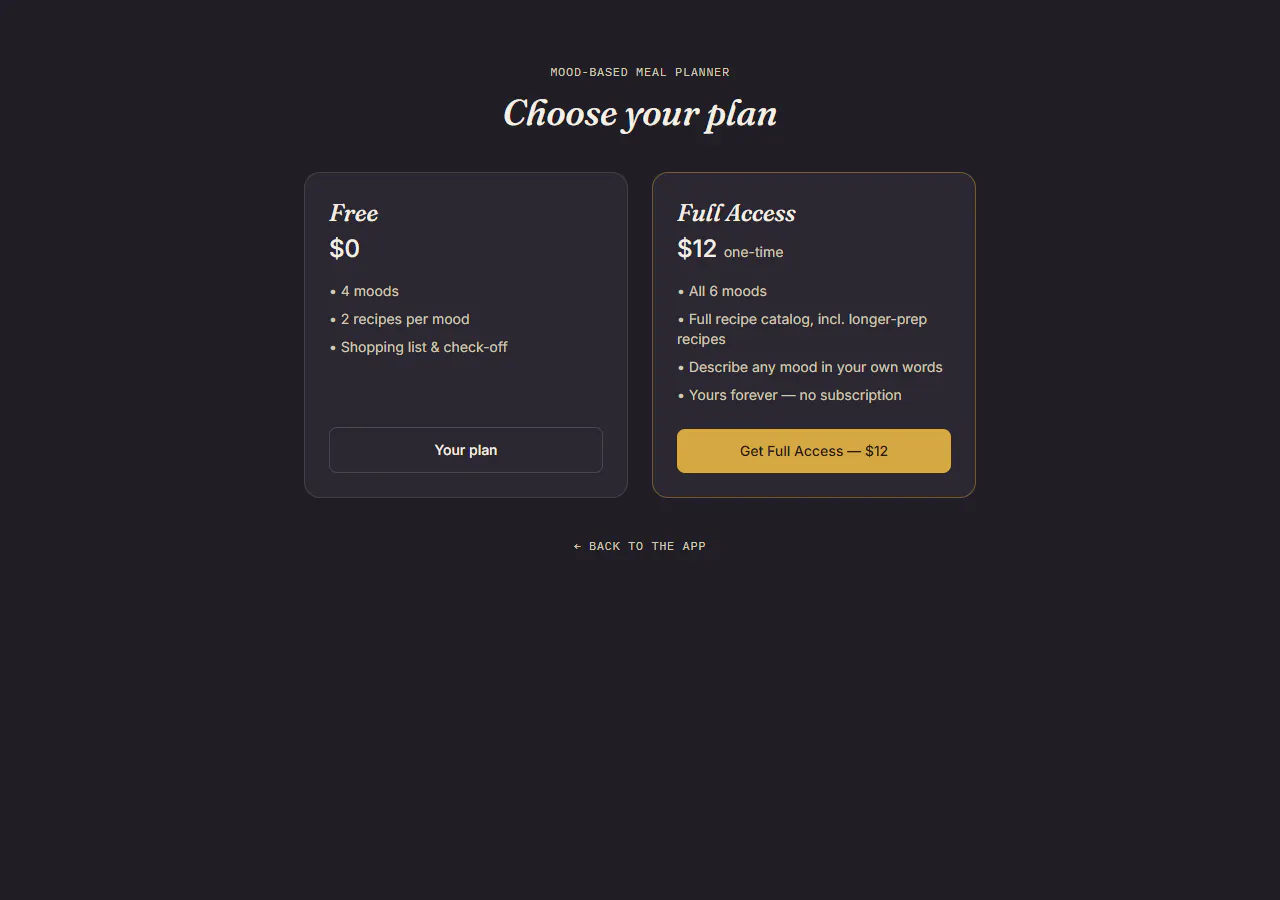 Mood Based Meal Planner gallery image