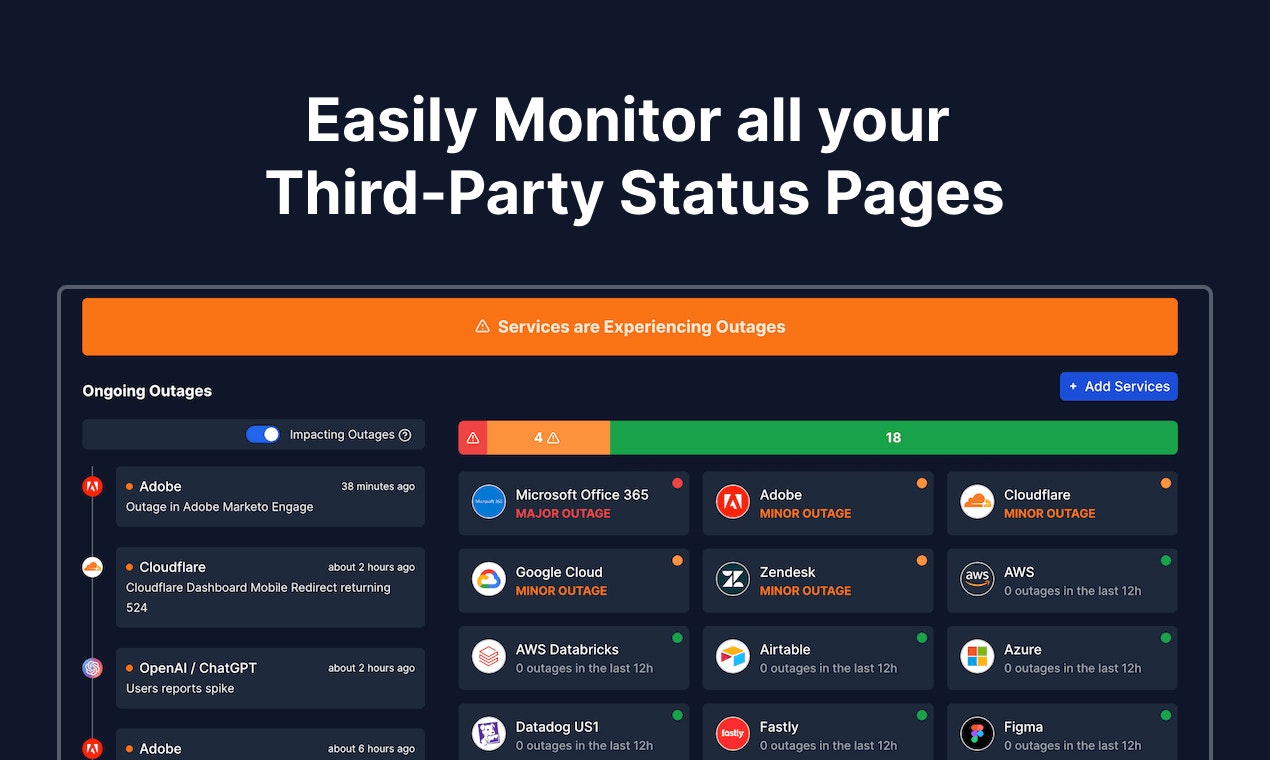 startuptile IsDown-Monitor all your third-party status pages in one place