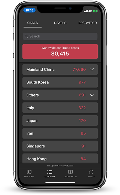 Coromap: Coronavirus tracker gallery image