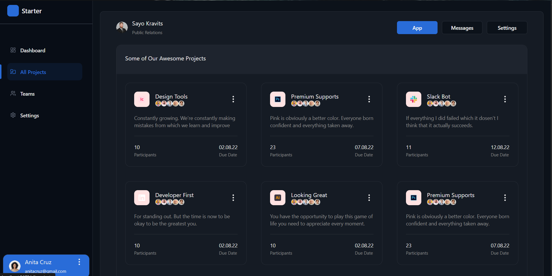 React Dashboard Starter Kit gallery image