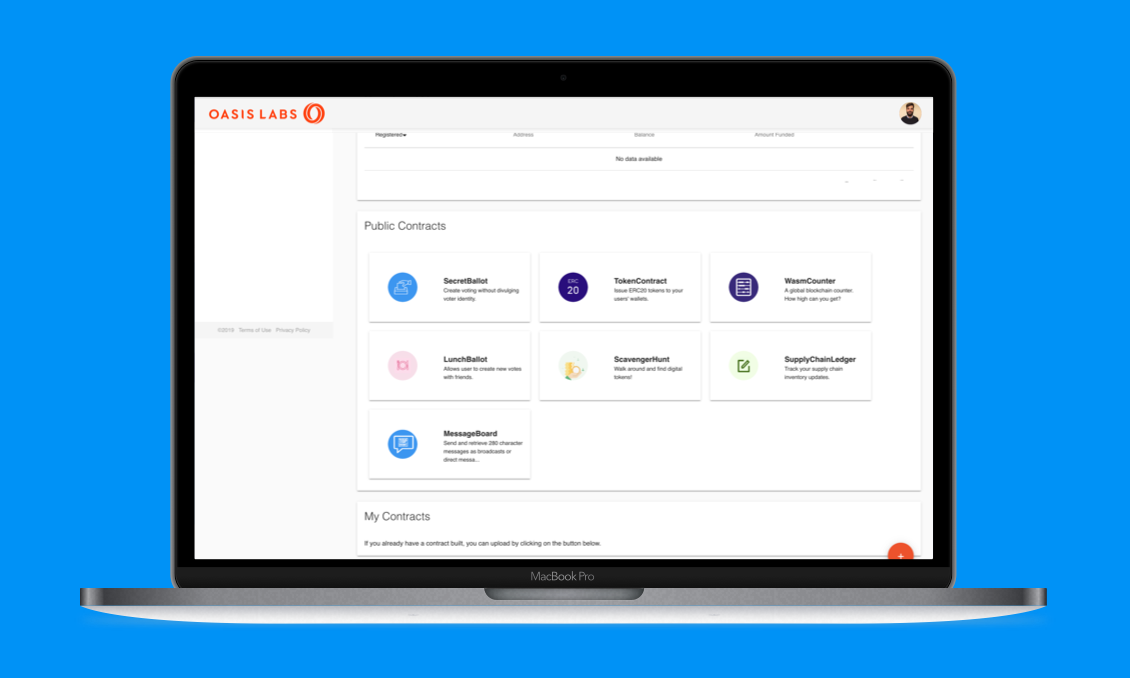 Oasis Smart Contract Dashboard gallery image