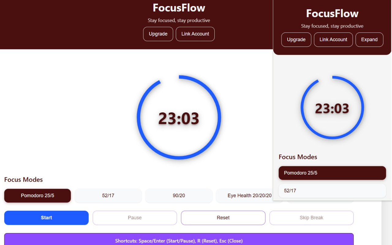 FocusFlows —Focus Timer & WebsiteBlocker - Main product screenshot demonstrating key features and user interface