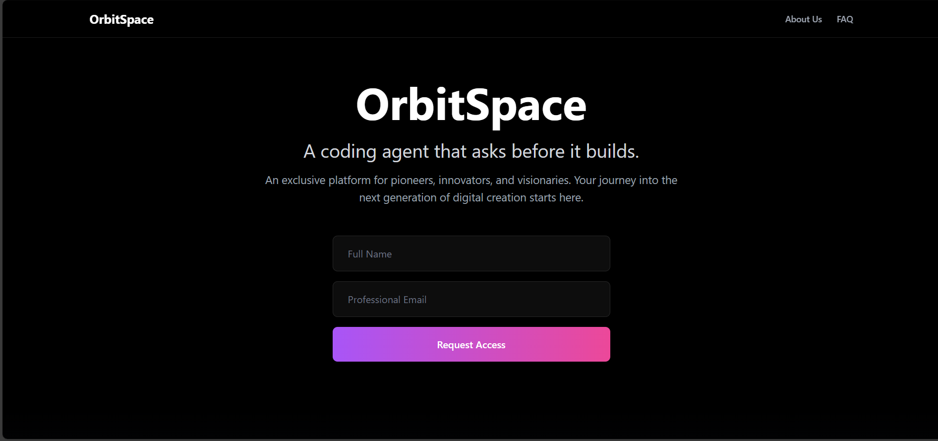 OrbitSpace - Ask First AI Coding agent   - Main screenshot showing features and interface