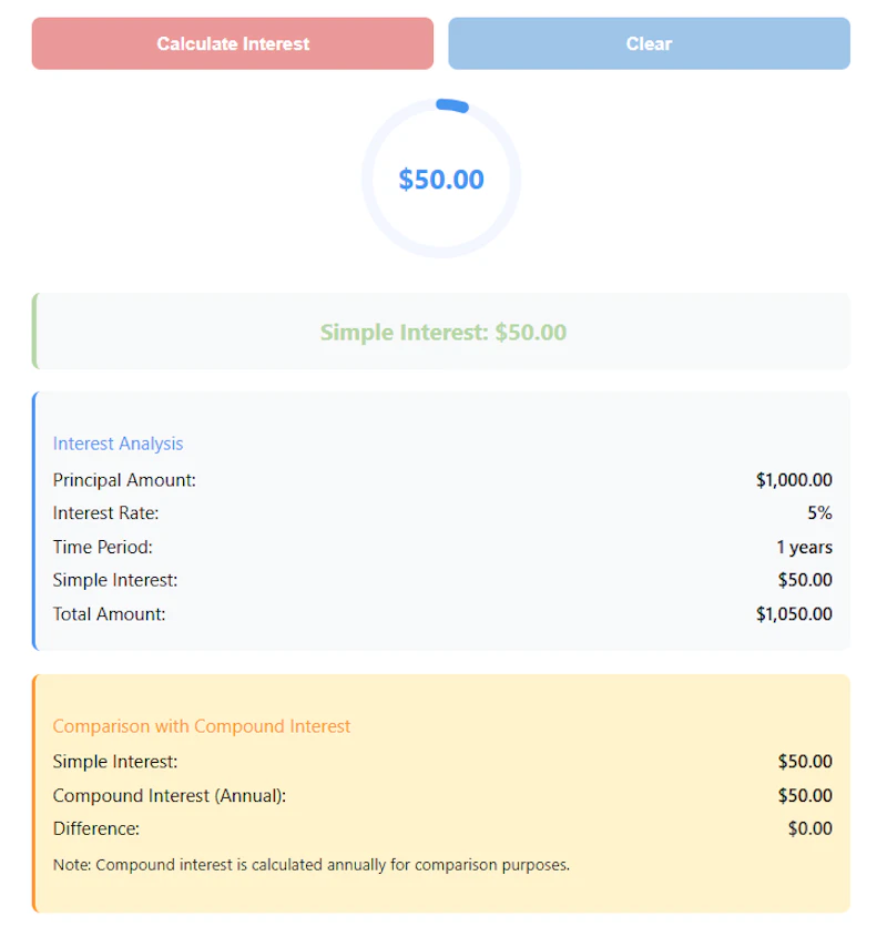 Simple Interest Calculator (Excel/PDF) screenshot 2