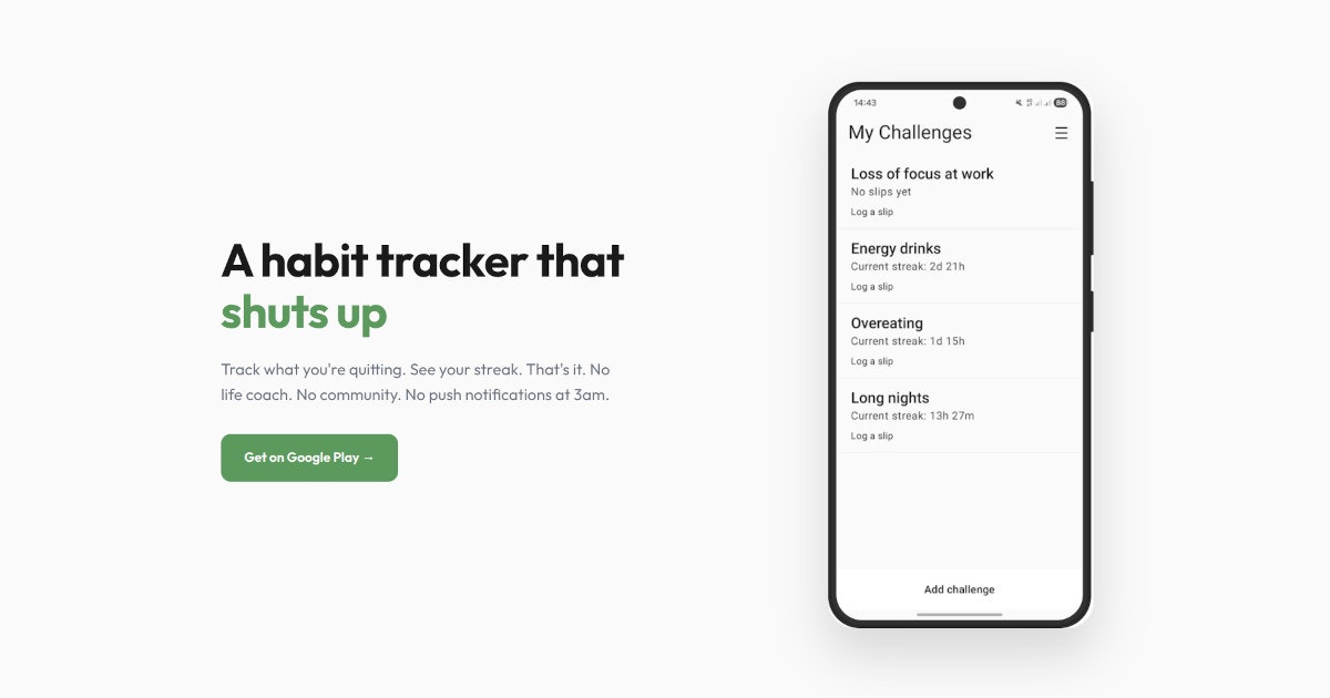 BreakFree - Main product screenshot demonstrating key features and user interface