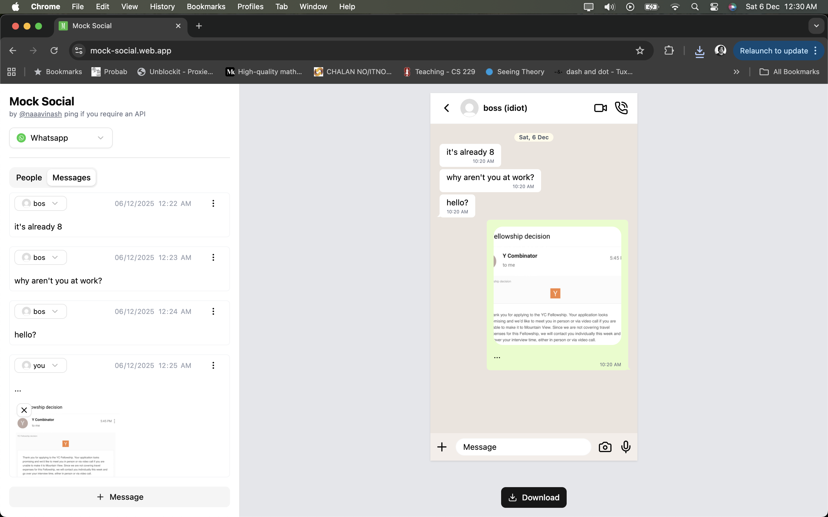 Mock Social - Screenshot 2 showing product features and functionality